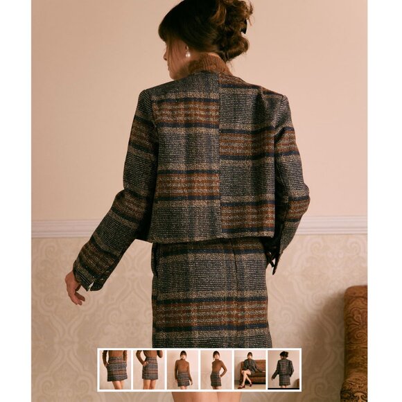 Rihoas The Brown Natural Waisted Striped Mini Skirt - Picture 6 of 6